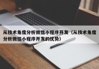 从技术角度分析微信小程序开发（从技术角度分析微信小程序开发的优势）