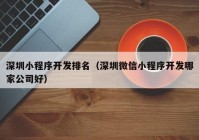 深圳小程序开发排名（深圳微信小程序开发哪家公司好）