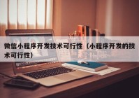 微信小程序开发技术可行性（小程序开发的技术可行性）