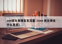 seo优化有排名无流量（seo 优化排名什么意思）