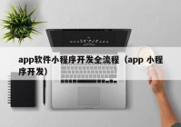 app软件小程序开发全流程（app 小程序开发）